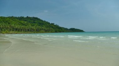 Tropikal plaj ile pitoresk marina. Tatil ve seyahat