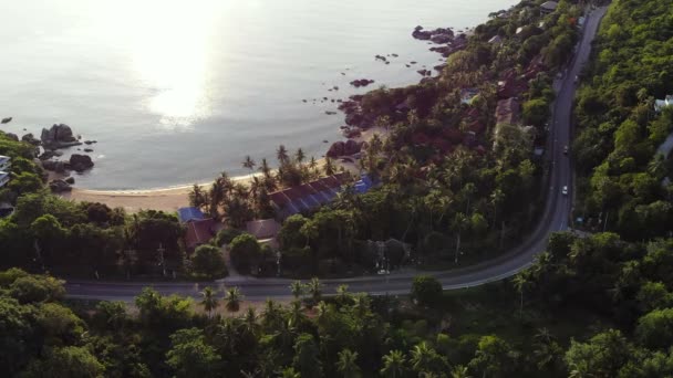 Flygfoto Över Pittoreska Småbåtshamn Med Tropisk Strand — Stockvideo