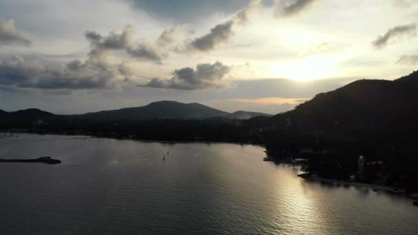 Puesta Sol Vista Las Olas Del Mar Cielo Dramático — Vídeos de Stock