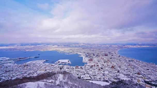 Time Lapse Hermoso Paisaje Hakodate Vista Ciudad Montaña Hakodate Japón — Vídeos de Stock