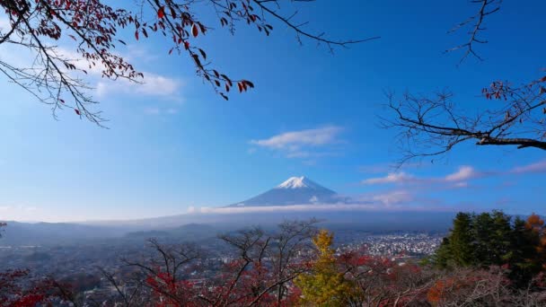 Bunte Herbstlandschaft Mit Dem Berg Fuji Japan — Stockvideo