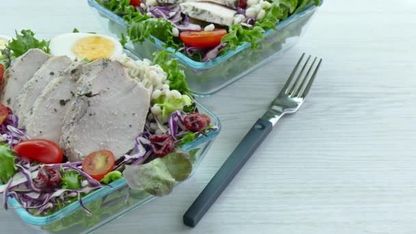 Deliciosa Carne Assada Salada Pratos — Vídeo de Stock