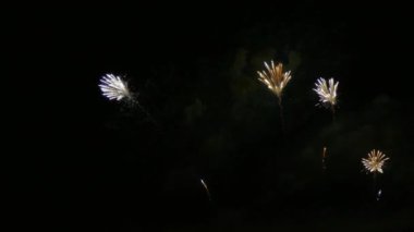 karanlık gece gökyüzünde parlayan havai fişek 4 k video