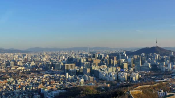 Zeitraffer Gebäude Der Seoul Skyline Südkorea — Stockvideo