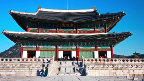 Seoul Südkorea Dezember 2018 Zeitraffer Des Gyeongbokgung Palastes Und Des — Stockvideo