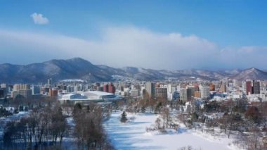 Japonya 'nın Kışın 4K Sapporo şehrinde süre aşımı