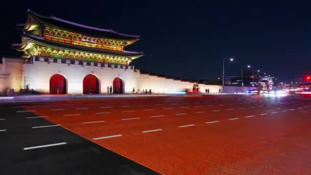 Seoul Coréia Sul Dezembro 2018 Lapso Tempo Palácio Gyeongbokgung Tráfego — Vídeo de Stock