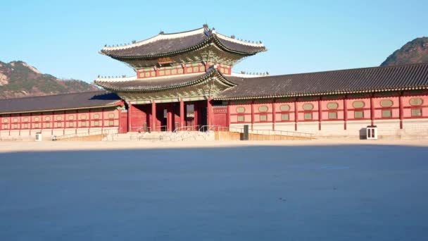 Gyeongbokgung Palats Och Trafik Seoul Sydkorea — Stockvideo