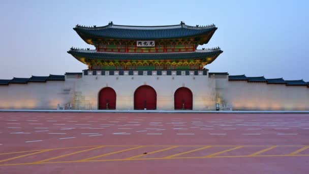 Seoul Coréia Sul Dezembro 2018 Lapso Tempo Palácio Gyeongbokgung Tráfego — Vídeo de Stock