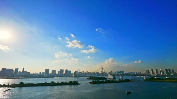 Timelapse Rainbow Bridge Tokio Ciudad Japón — Vídeos de Stock