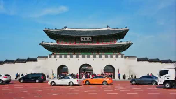 Seoul South Korea December 2018 Time Lapse Gyeongbokgung Palace Traffic — стокове відео