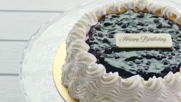 Fraîcheur Délicieux Gâteau Fromage Aux Myrtilles Dessert Pâtissier Sucré — Video