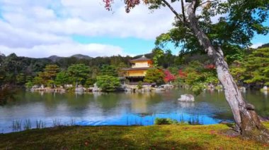 Kyoto, Japonya 'daki Kinkakuji Tapınağı Altın Çadırı ile Renkli Sonbahar.
