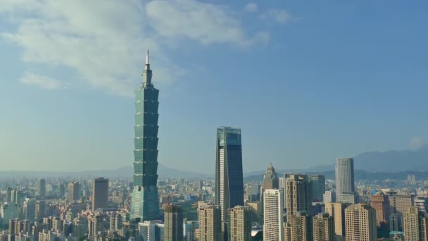 Taipei World Financial Center Marco Arranha Céus Supertall Distrito Xinyi — Vídeo de Stock