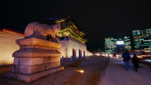Сеул Південна Корея Грудня 2018 Проміжок Часу Палаці Кьебоккун Руху — стокове відео