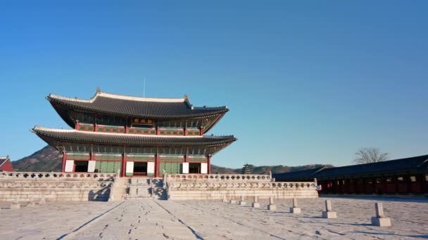 Palatul Gyeongbokgung Traficul Seul Coreea Sud — Videoclip de stoc