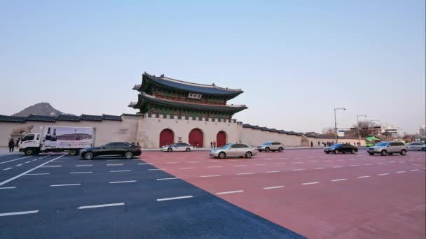 Seoul South Korea December 2018 Időeltolódás Gyeongbokgung Palota Forgalom Szöulban — Stock videók