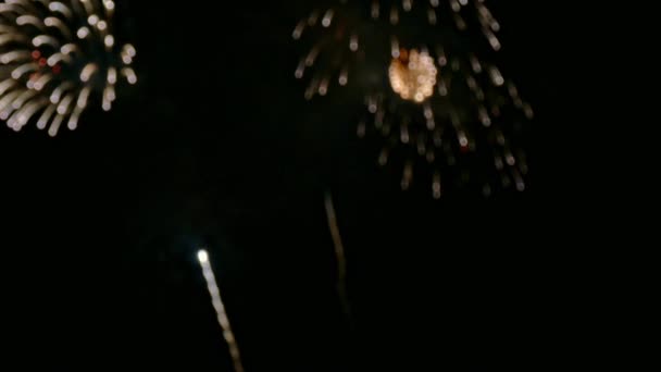 Clipe Bela Exibição Fogos Artifício Céu Noturno — Vídeo de Stock