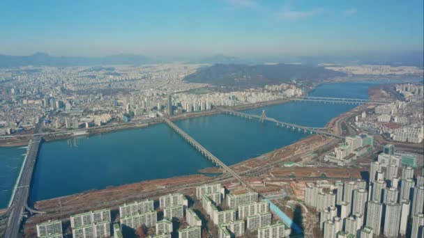 Zeitraffer Gebäude Der Skyline Von Seoul Mit Seoul Turm Südkorea — Stockvideo