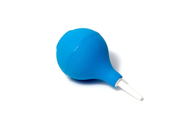 Blue Enema Syringe Bulb Isolated White — Stock Photo, Image