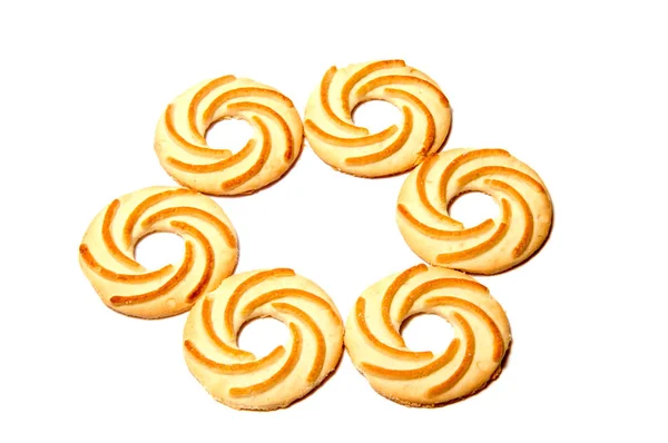 Пісочне Печиво Ізольовано Білому Тлі Вирізання — стокове фото