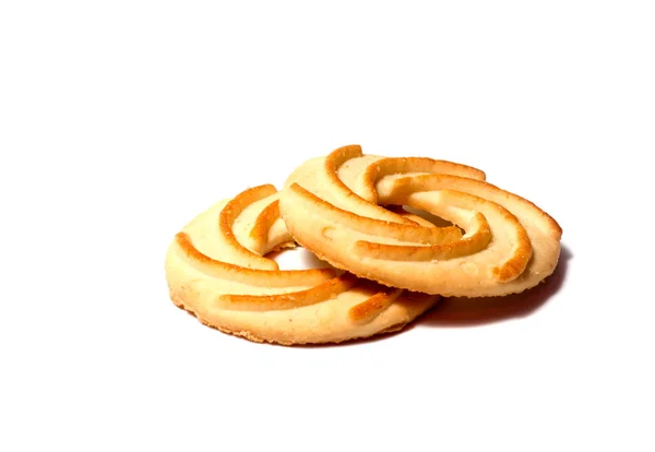 Biscuits Sablés Isolés Sur Fond Blanc Découpe — Photo