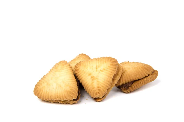 Biscotti Pasta Frolla Isolati Sfondo Bianco — Foto Stock