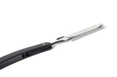 Kuaför iş tablo flatlay arka plan. Böyle bir fırçaları, püskürtme ve bir makas Beyaz ahşap tahta üzerinde çeşitli kuaförlük araçları.