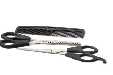 Kuaför iş tablo flatlay arka plan.