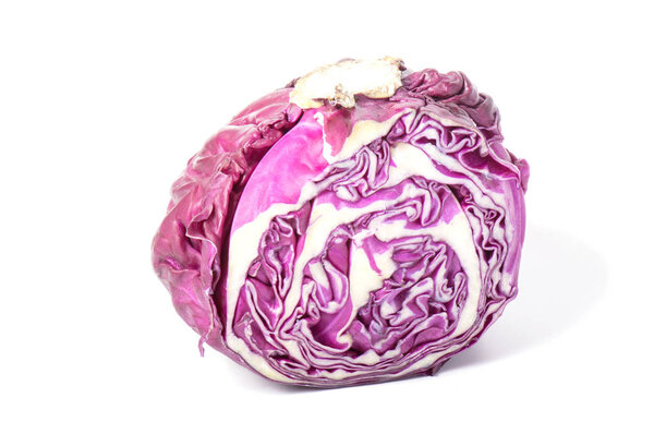 Fresh homemade cabbage isolated on white background. Head of cabbage .