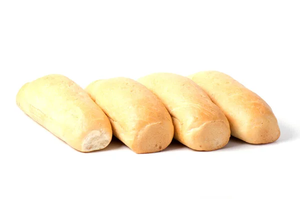 Rolo Único Pão Baguete Fresco Cozido Forno Isolado Fundo Branco — Fotografia de Stock