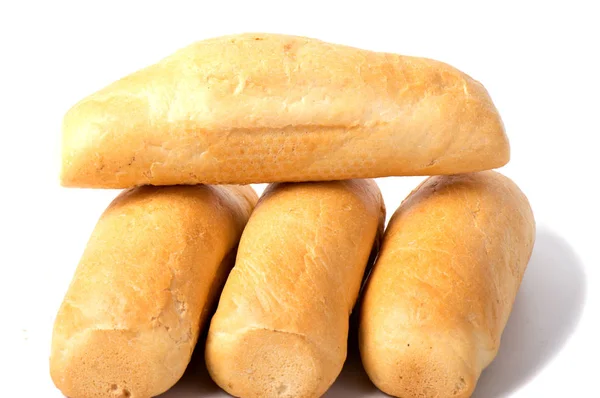 Jeden Bochenek Chleba Świeże Bagietki Pieczone Białym Tle — Zdjęcie stockowe