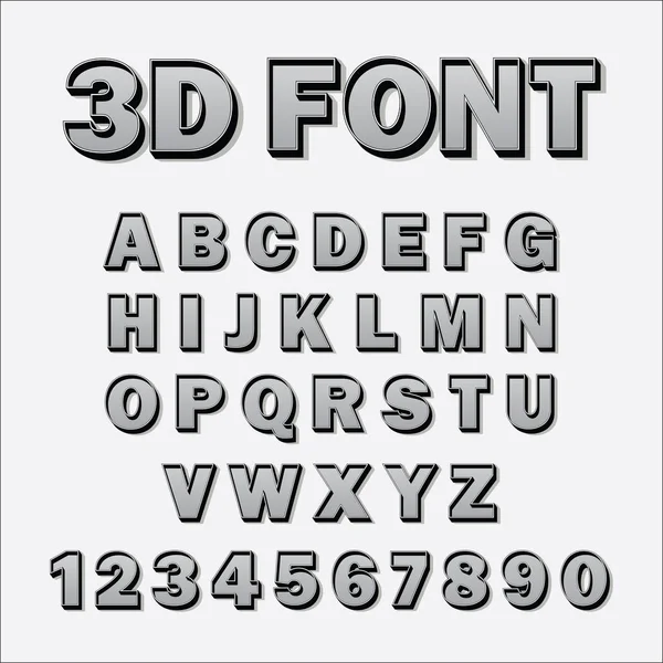 Vector Font Shadow Typography Alphabet Numbers — Stock Vector