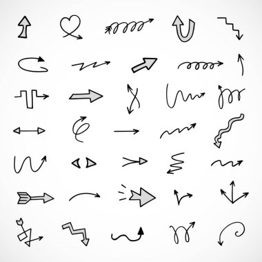 Elle çizilmiş oklar, sunum için elementler