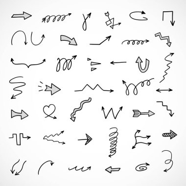  Elle çizilmiş oklar, sunum için elementler