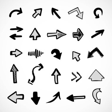 Elle çizilmiş oklar, sunum için elementler