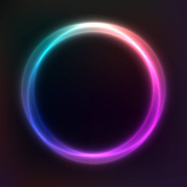 Neon geometrik şekillerden soyut vektör arkaplanı, vektör şablonu, yuvarlak çerçeve, duvar kağıdı