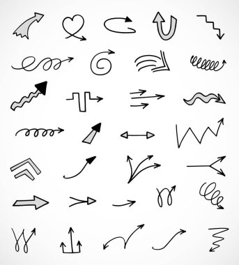 Elle çizilmiş oklar, sunum için elementler