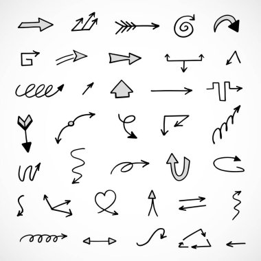 Elle çizilmiş oklar, sunum için elementler