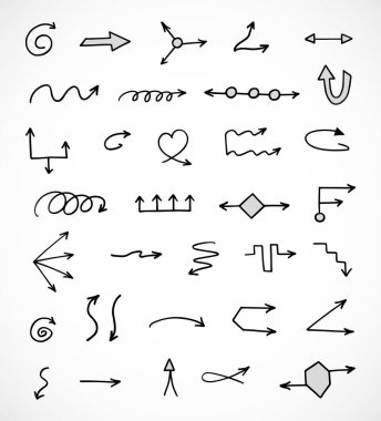 Elle çizilmiş oklar, sunum için elementler