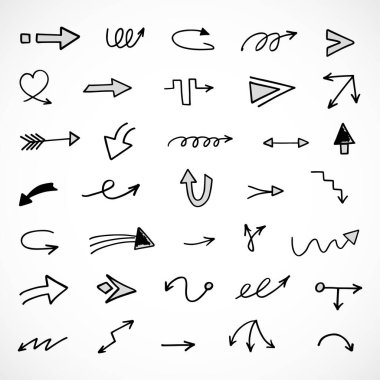 Elle çizilmiş oklar, sunum için elementler