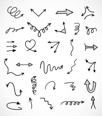 Elle çizilmiş oklar, sunum için elementler