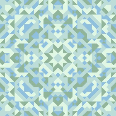 Basit geometrik şekillerin vektörsüz deseni. Kareler, eşkenar dörtgenler ve üçgenlerin sonu gelmeyen süslemeleri. Renkli soyut arka plan, duvar kağıdı. Kaleydoskop efektli resim, kiremitler