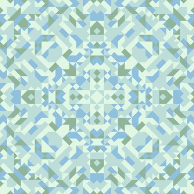 Basit geometrik şekillerin vektörsüz deseni. Kareler, eşkenar dörtgenler ve üçgenlerin sonu gelmeyen süslemeleri. Renkli soyut arka plan, duvar kağıdı. Kaleydoskop efektli resim, kiremitler