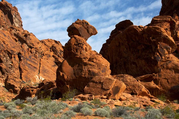 View of Balanced Rock from scenic Valley of Fire State Park near Las Vegas, Nevada
