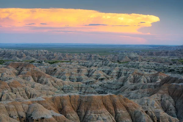 Vista Última Hora Tarde Desde Parque Nacional Badlands Dakota Del — Foto de Stock