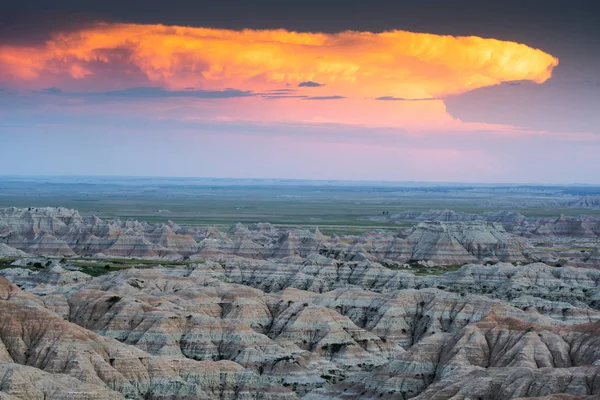 Vista Última Hora Tarde Desde Parque Nacional Badlands Dakota Del — Foto de Stock