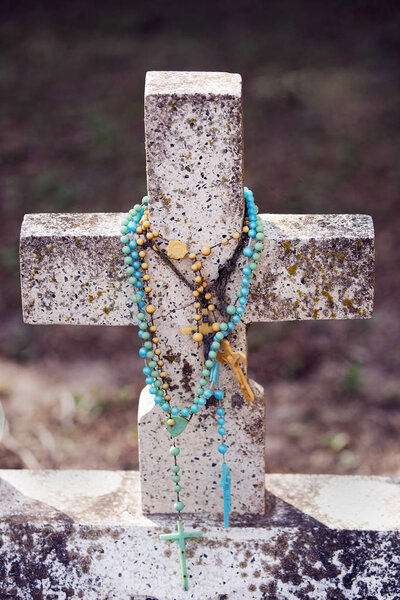 Cross and Flower at an old Cemetery in southern Texas