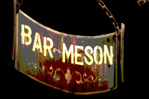 Sign Bar Tavern Iron Rusty Hung Chains — Stock Photo, Image