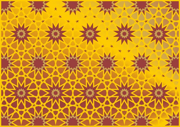 Figuras Geométricas Coloridas Árabes Orientales Imitando Vidrieras Rojo Oscuro Dorado — Archivo Imágenes Vectoriales